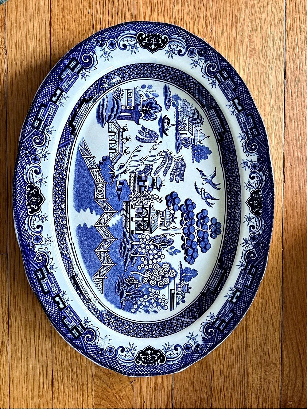 Blue Willow Serving Platter Johnson Brothers Olde English Blue & White Oval